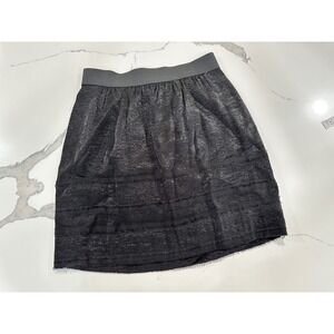 Ann Taylor LOFT Petites Black Metallic Stripe Mini Skirt‎ SP Small